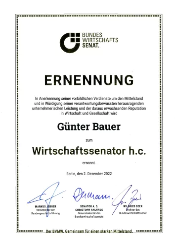Ernennung_Wirtschafssenator h.c._Günter Bauer.