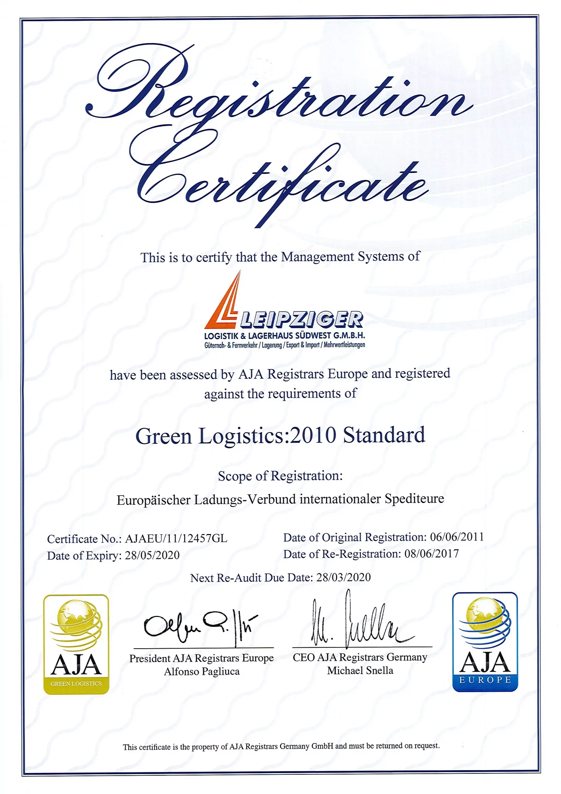 Green Logistics 2010 Standard
